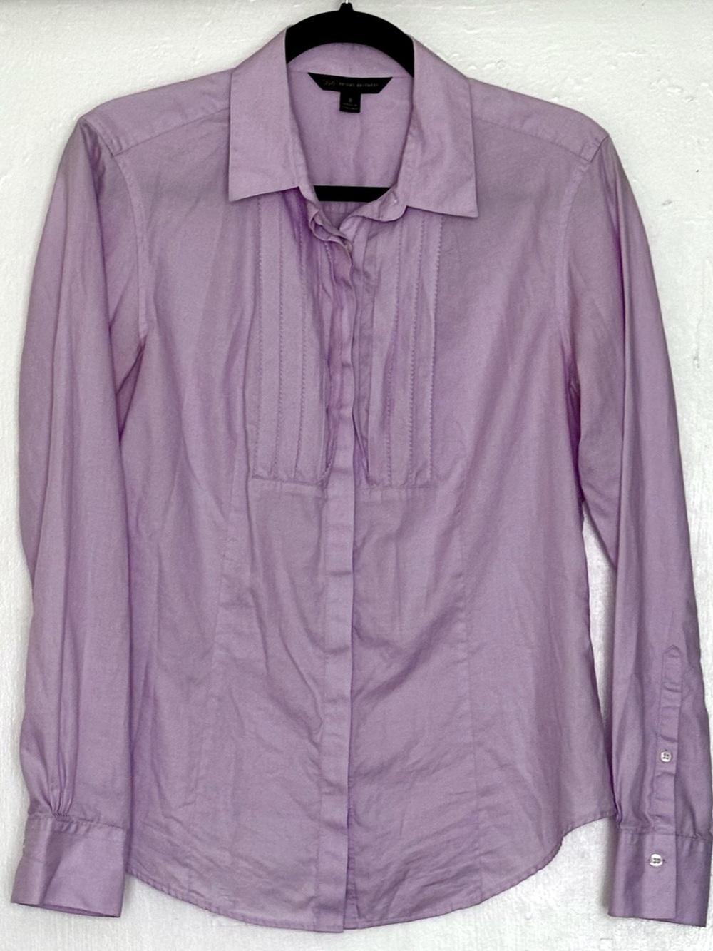 Brooks Brothers Pintuck Pleated Bib Dress Shirt Lavender Size 8